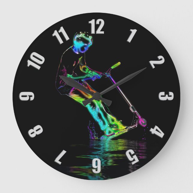 Springende Pfütze - Roller-Champion Große Wanduhr (Vorderseite)