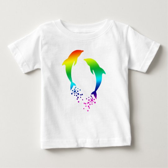 Springende Regenbogen-Delphine mit Blasen Baby T-shirt