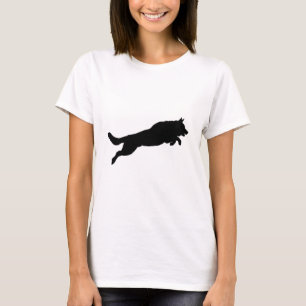 Springende Schäferhund-Silhouette-Liebe-Hunde T-Shirt