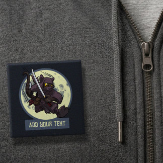 Springende schwarze Katzen-Ninja-Alternative-Tierk Button