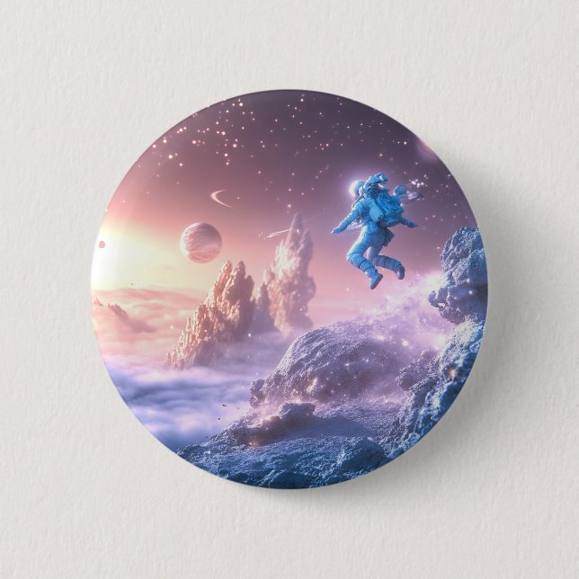 Springender Astronaut Button (Vorderseite)