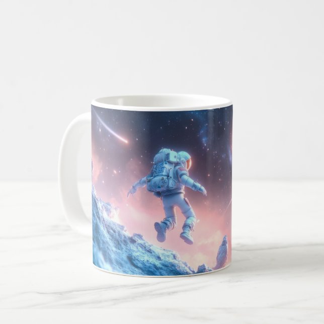 Springender Astronaut Kaffeetasse (Vorderseite Links)