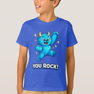 Springender blauer Monster You Rock Superstar T-Shirt
