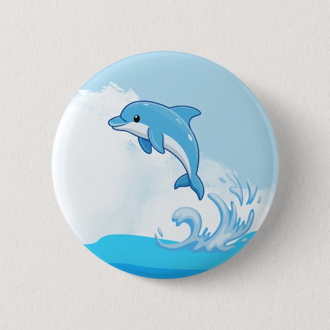 Springender Delfin Ozean Abenteuer Button (Vorderseite)