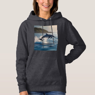 Springender Delphin: Ein Tanz der Freude im Ozean Hoodie