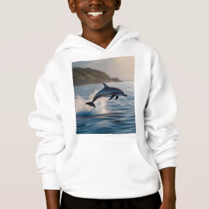 Springender Delphin: Ein Tanz der Freude im Ozean Hoodie