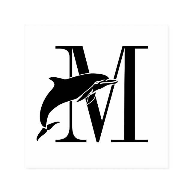 Springender Delphin über einzelnes fettes Initial- Permastempel (Design)