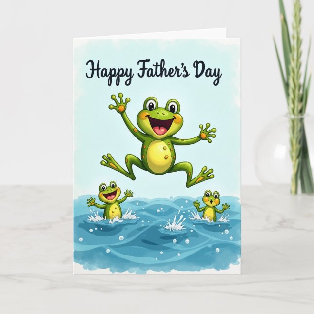 Springender Frosch Vatertagskarte Karte (Vorderseite)