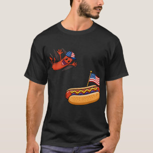 Springender Hot Dog American Flag Baseballkappe Lu T-Shirt