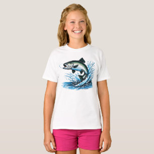 Springender Lachs Spritzer Geschenk für Fischer Ku T-Shirt