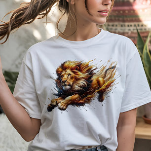 Springender Löwe Großkatze T-Shirt