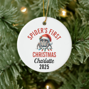 Springender Spinnen erstes Weihnachten 2025 Keramik Ornament