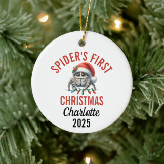 Springender Spinnen erstes Weihnachten 2025 Keramik Ornament