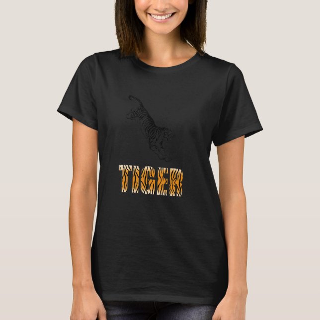 Springender Tiger Großkatze T-Shirt (Vorderseite)