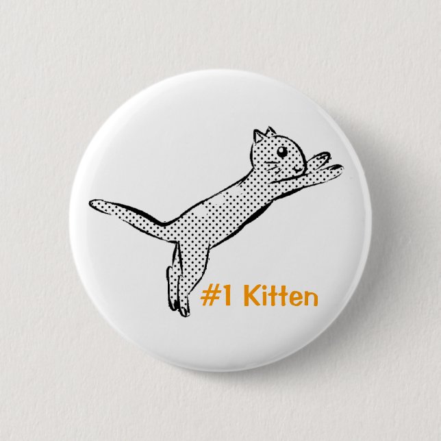 Springendes Kätzchen #1 Button (Vorderseite)