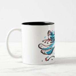 Springenwasser-Katze der Kaffee-Tasse helles Blau Zweifarbige Tasse