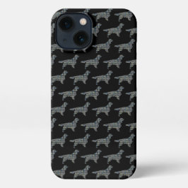 Springer Spanel Niedlich Hund Silhouette Grid Blac iPhone Hülle