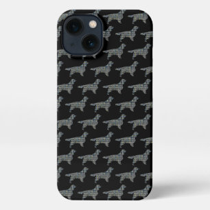 Springer Spanel Niedlich Hund Silhouette Grid Blac iPhone Hülle