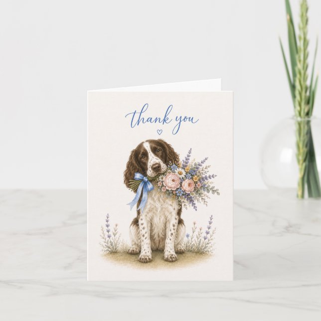 Springer Spaniel Blumenstrauß Danke (Vorderseite)