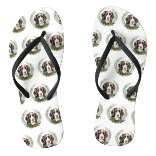 Springer spaniel Christmas Wreath Festivals Flip Flops