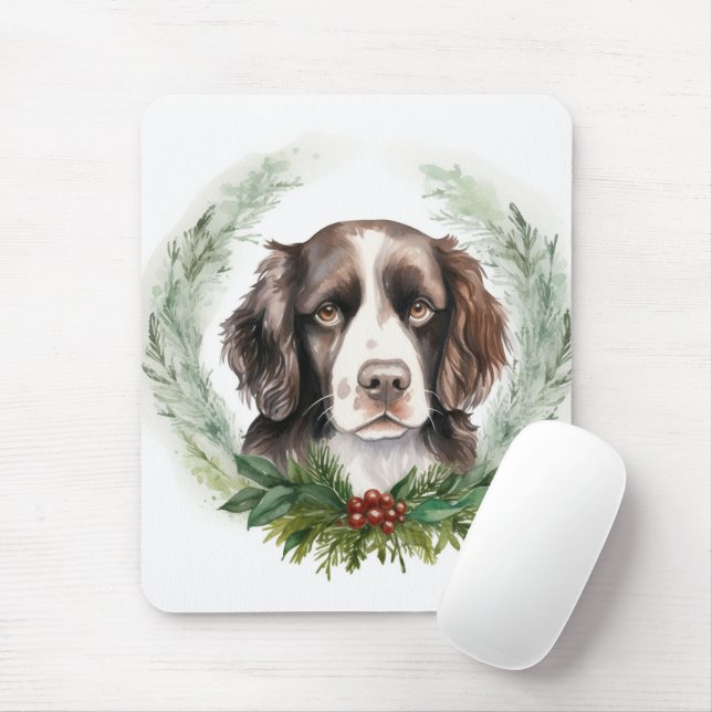 Springer spaniel Christmas Wreath Festivals Mousepad (Mit Mouse)