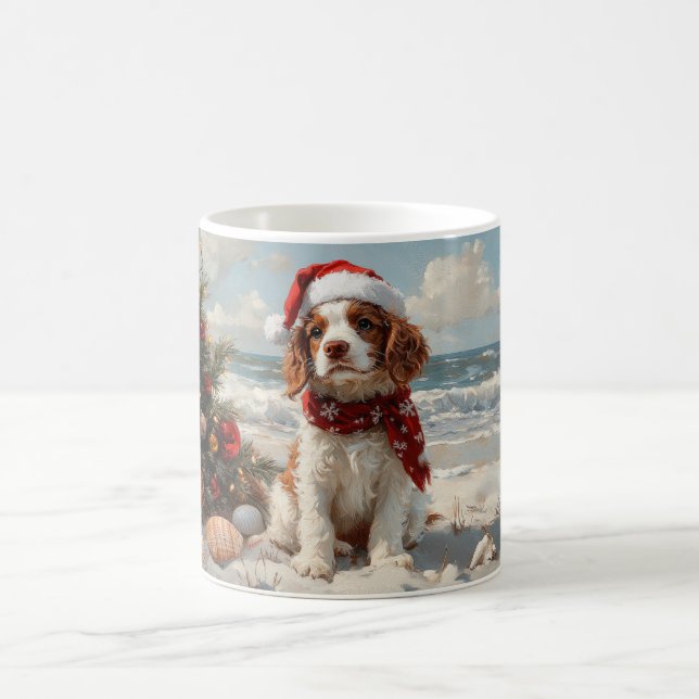 Springer Spaniel Dog Christmas Vintag Beach Kaffeetasse (Mittel)