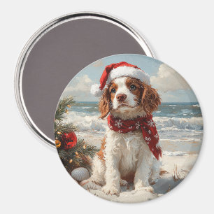 Springer Spaniel Dog Christmas Vintag Beach Magnet