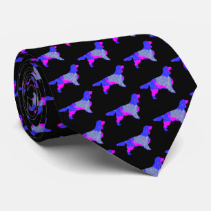 Springer Spaniel Dog Pink & Blue Niedlich Black Ne Krawatte