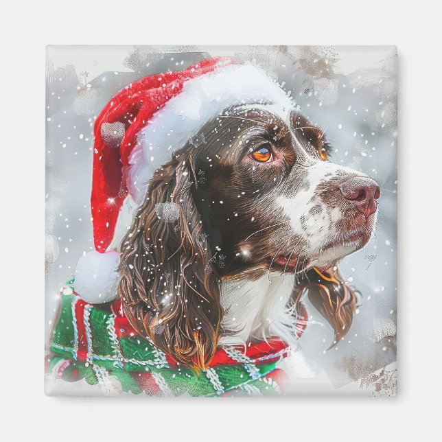 Springer Spaniel Dog Weihnachtsfest Magnet (Vorne)