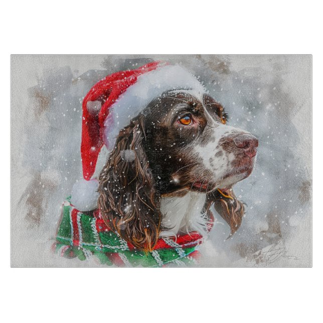 Springer Spaniel Dog Weihnachtsfest Schneidebrett (Vorderseite)