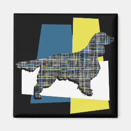 Springer Spaniel Dog Y&B Grid Tricolor Magnet