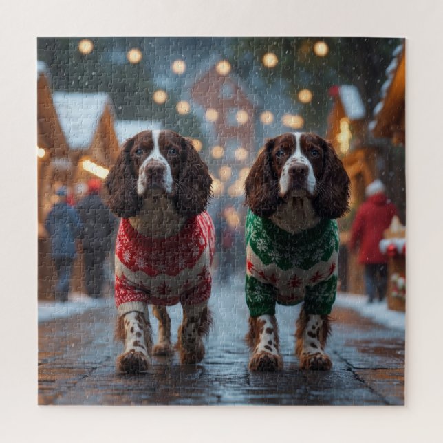 Springer Spaniel Dogs Christmas Snow Holiday (Vertikal)