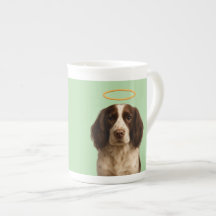Springer Spaniel Engel / Teufel Knochenporzellan-T