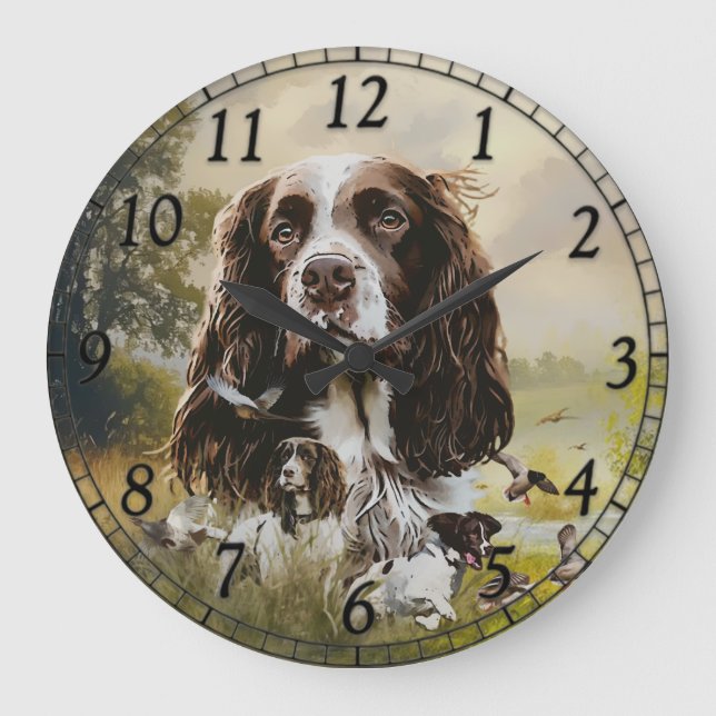 Springer Spaniel Große Wanduhr (Vorderseite)