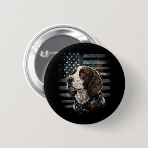 Springer Spaniel Hund Amerikanische Flagge Button