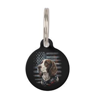 Springer Spaniel Hund Amerikanische Flagge Haustiermarke