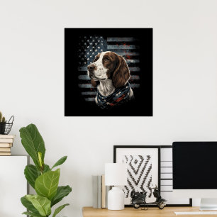 Springer Spaniel Hund Amerikanische Flagge Poster