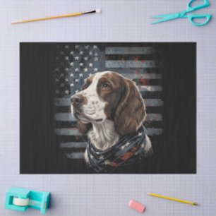 Springer Spaniel Hund Amerikanische Flagge Seidenpapier