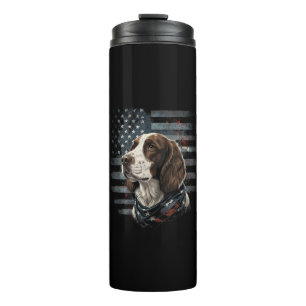 Springer Spaniel Hund Amerikanische Flagge Thermosbecher