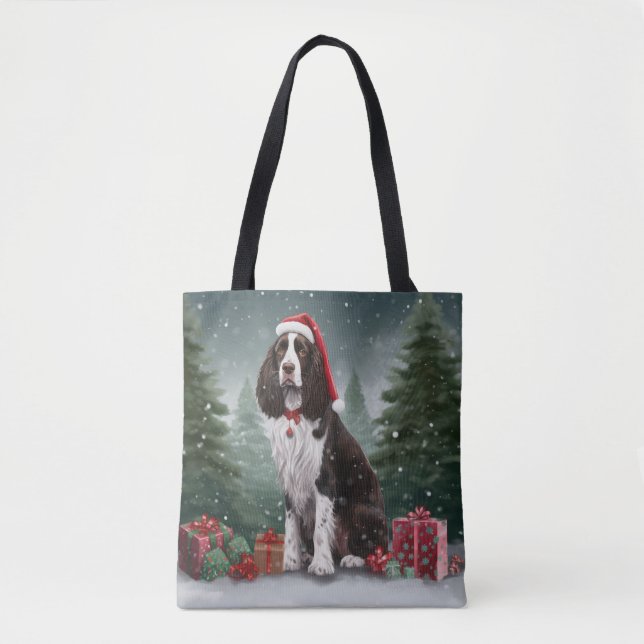 Springer Spaniel Hund in Schneeweihen Tasche (Vorderseite)