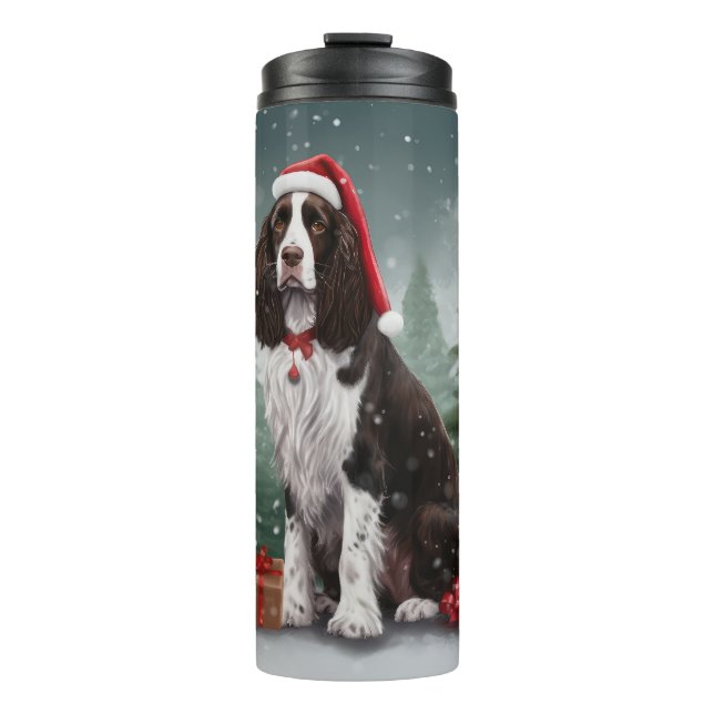 Springer Spaniel Hund in Schneeweihen Thermosbecher (Vorderseite)