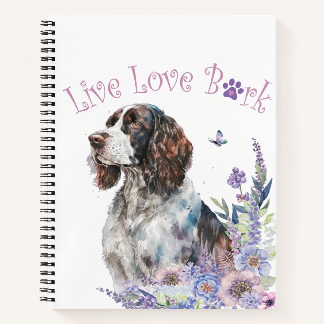Springer Spaniel Hund Mama Floral Notizbuch (Vorderseite)