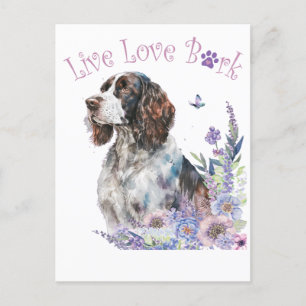 Springer Spaniel Hund Mama Floral Postkarte