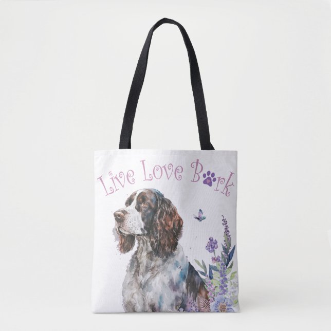 Springer Spaniel Hund Mama Floral Tasche (Vorderseite)