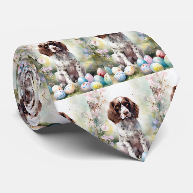 Springer Spaniel Hund mit Ostereier Urlaub Krawatte (Gerollt)