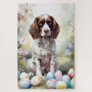 Springer Spaniel Hund mit Ostereiern Feiertag
