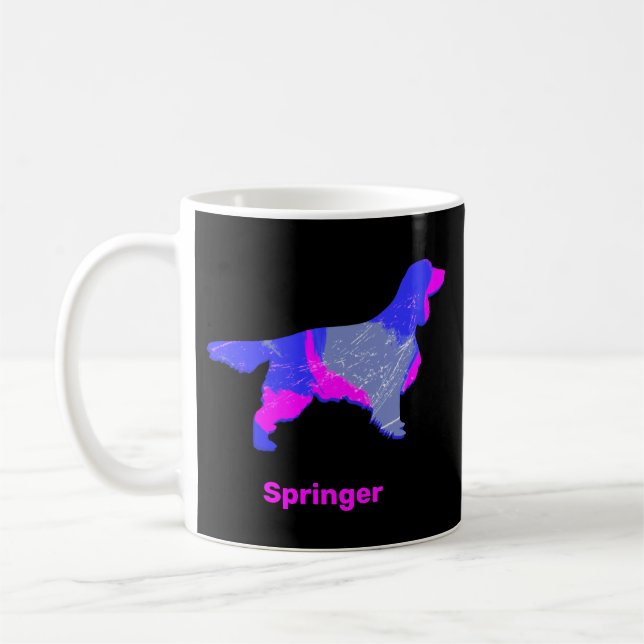 Springer Spaniel Hund Silhouette Hot Pink Black Kaffeetasse (Links)
