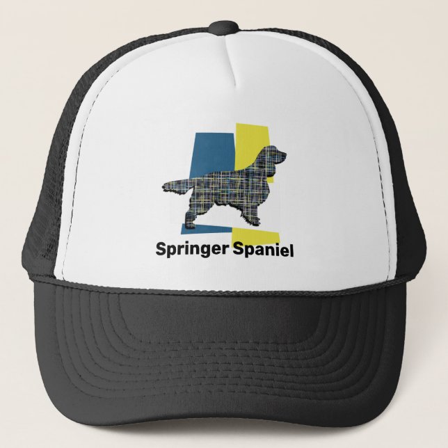 Springer Spaniel Hund Silhouette Niedlich Tricolor Truckerkappe (Vorderseite)