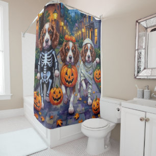 Springer Spaniel Hunde in Halloween-Kostümen Duschvorhang