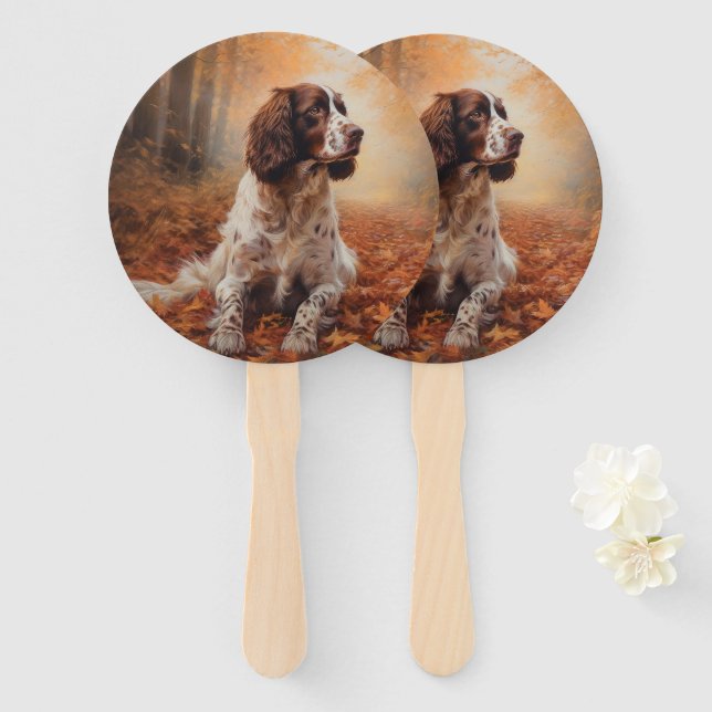 Springer Spaniel im Herbst Leaves Fall Inspiriert Fächer (Vorne und Hinten)